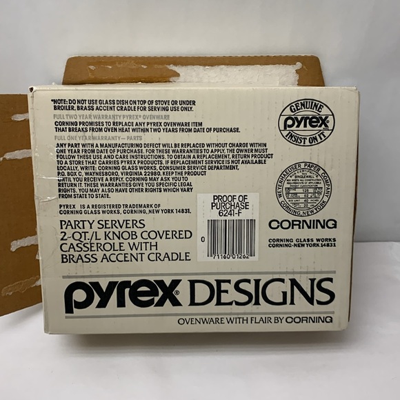 Vintage PYREX Designs Casserole Dish 2 Quart 6241-F With Cradle Party Server new - Picture 11 of 12